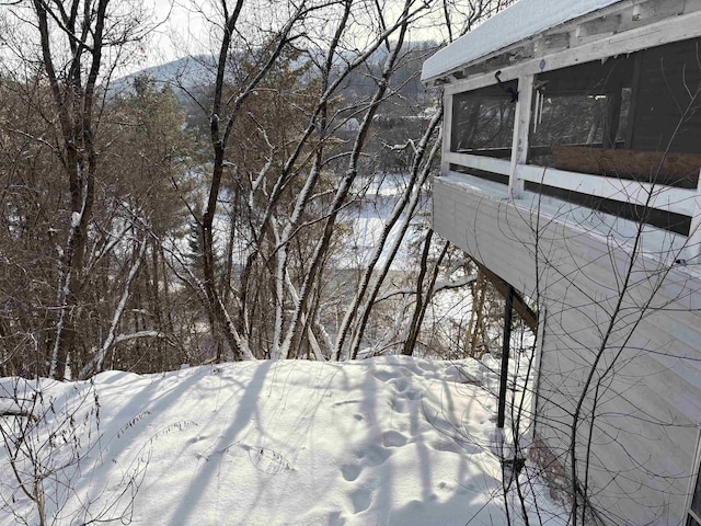 view of snow covered exterior