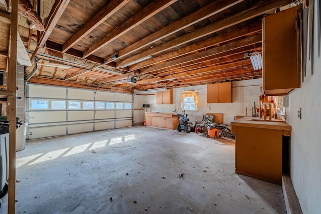 garage with a garage door opener