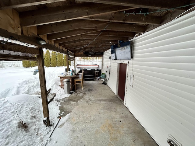 view of patio with a hot tub