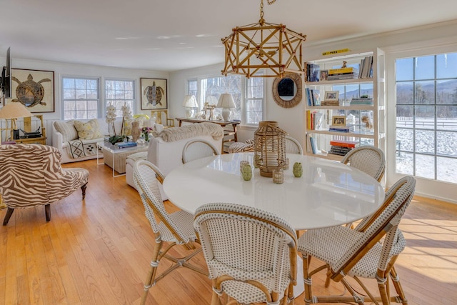 dining area featuring light wood-style floors