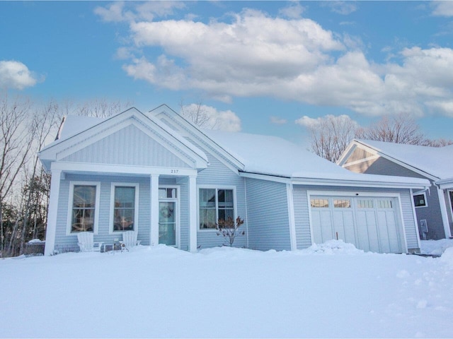 view of front facade featuring a garage and board and batten siding