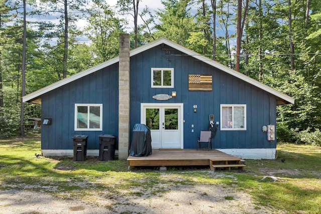 view of outdoor structure with french doors