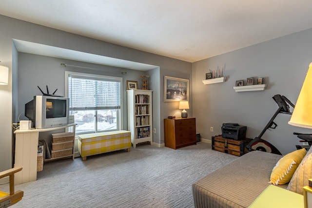 bedroom featuring carpet and baseboards