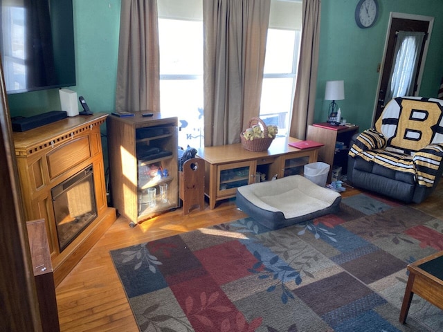 sitting room with wood finished floors