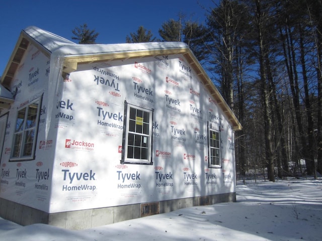 view of snow covered exterior