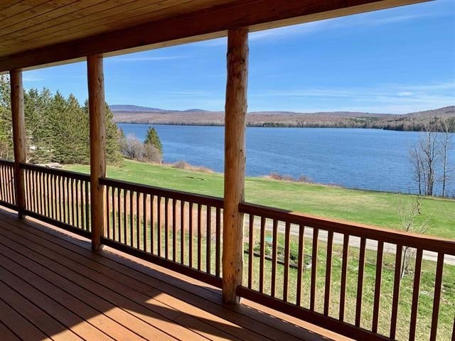 deck with a water view