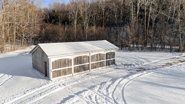 view of snow covered structure