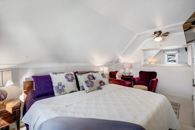 bedroom featuring vaulted ceiling