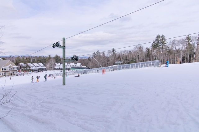 view of yard covered in snow