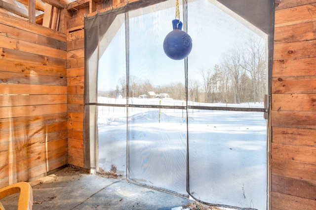 interior space with wood walls