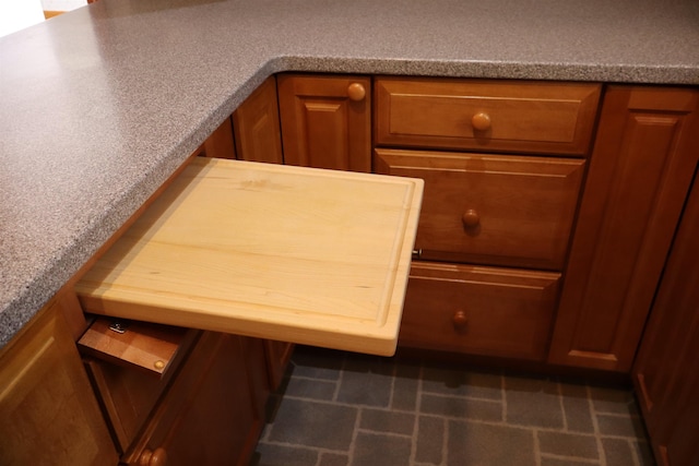 interior details with brown cabinets