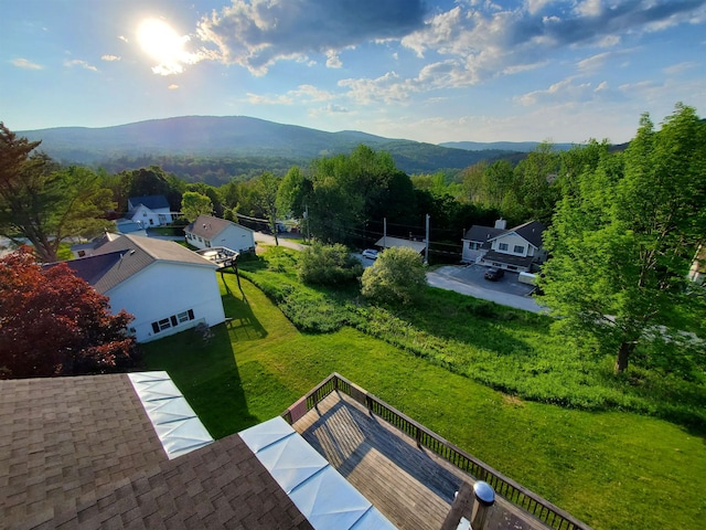 aerial view with a mountain view