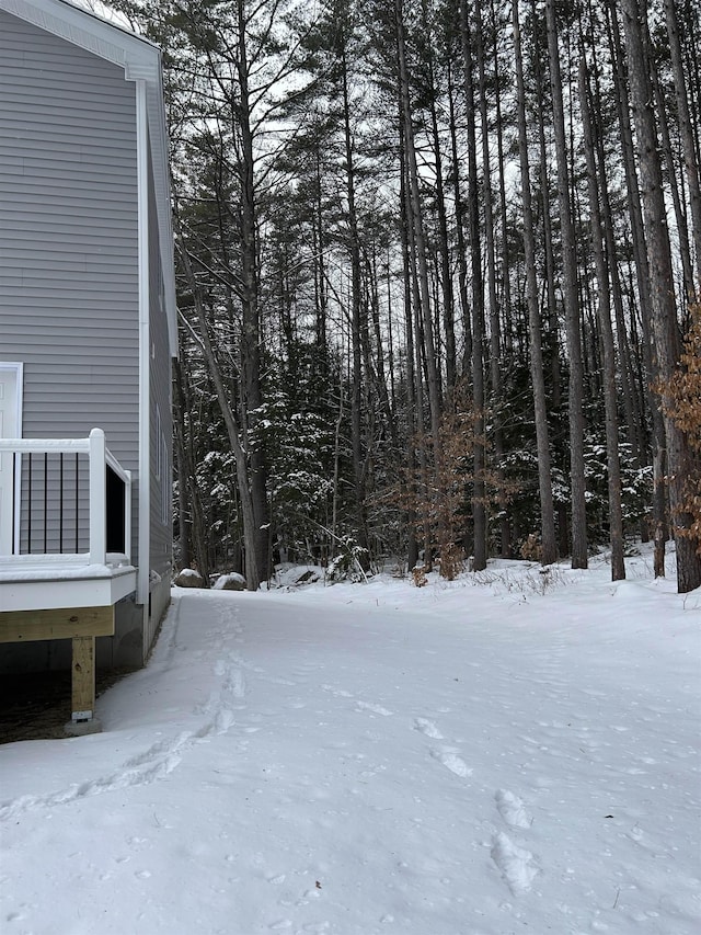 view of yard covered in snow