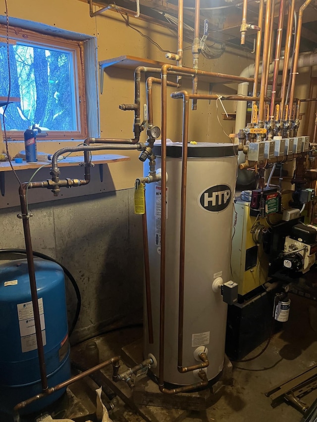 utility room with gas water heater