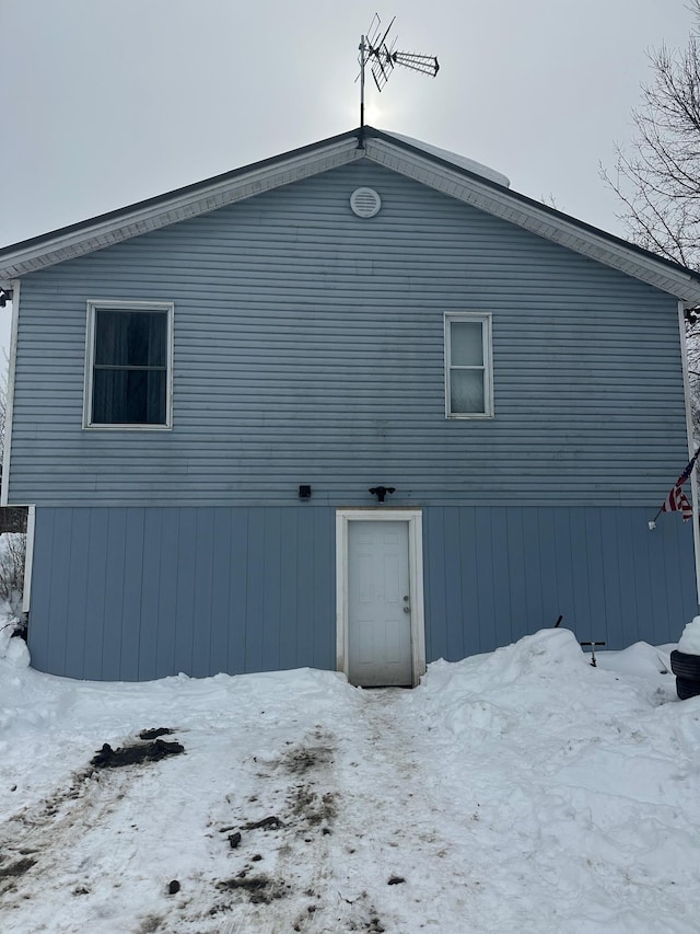 view of snow covered exterior