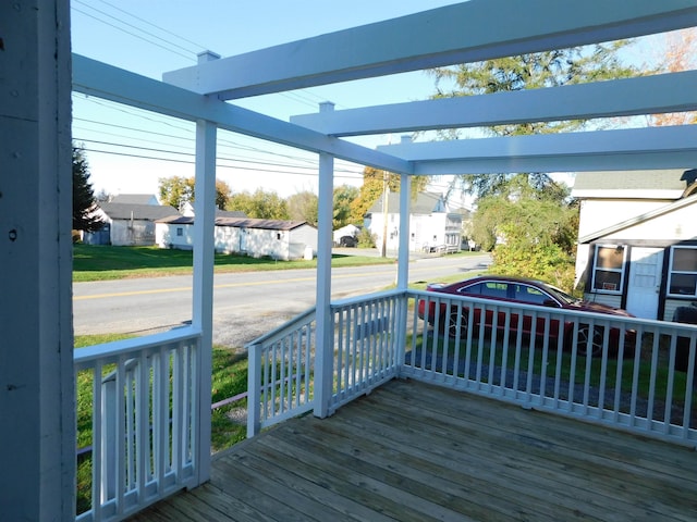 deck with a residential view