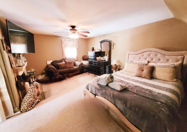 carpeted bedroom featuring a ceiling fan