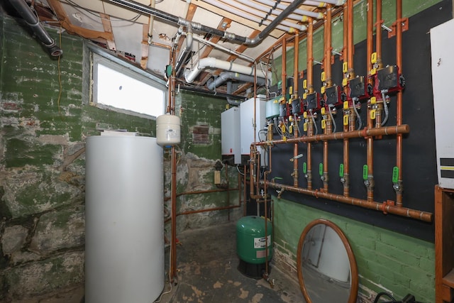 utility room with gas water heater