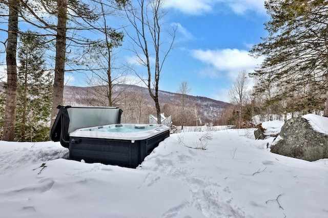 165 Upper Round Top Ext, Plymouth, VT 05056 - yard layered in snow with a hot tub