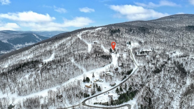 165 Upper Round Top Ext, Plymouth, VT 05056 - snowy aerial view featuring a mountain view