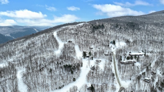 165 Upper Round Top Ext, Plymouth, VT 05056 - snowy aerial view featuring a mountain view
