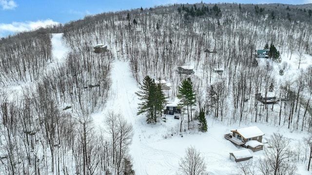 165 Upper Round Top Ext, Plymouth, VT 05056 - snowy aerial view featuring a forest view