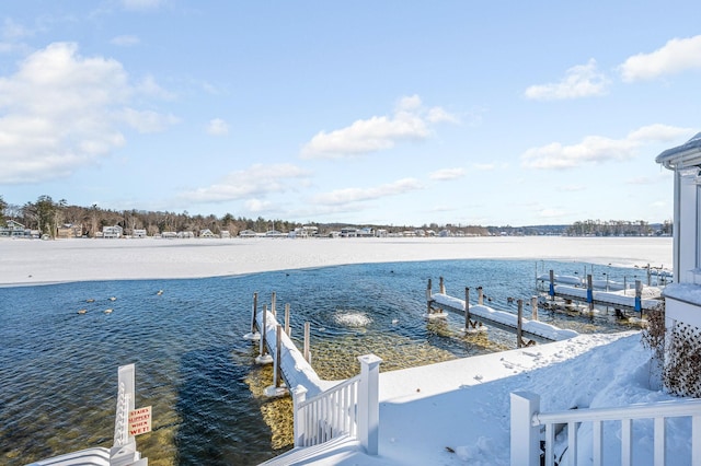 dock area featuring a water view