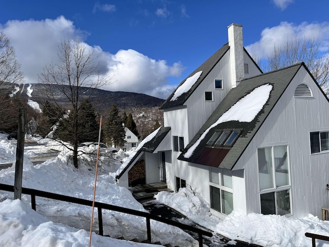 view of snow covered exterior