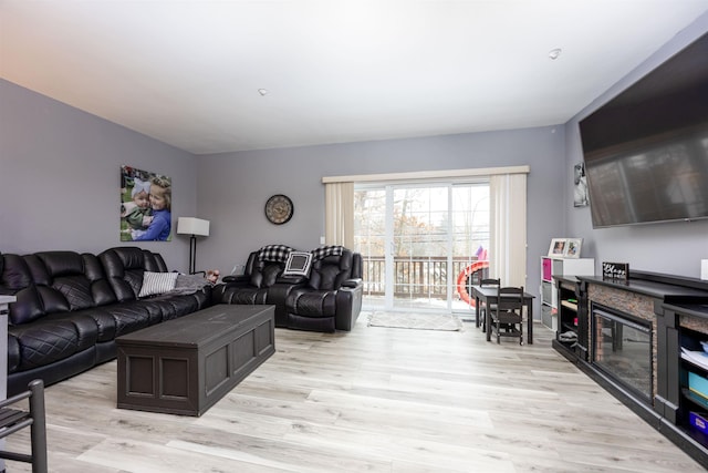 living area with light wood-style flooring