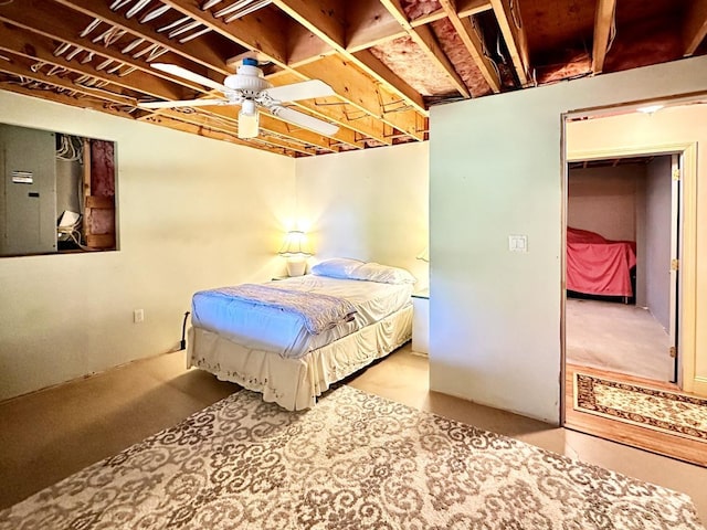 bedroom featuring ceiling fan