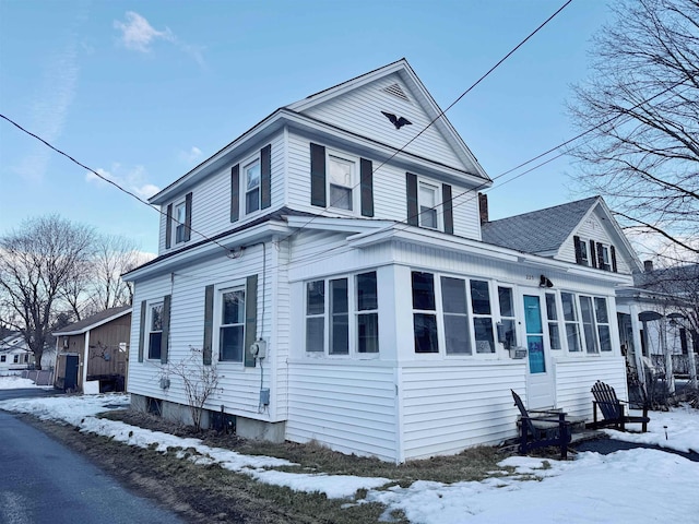 view of snow covered exterior