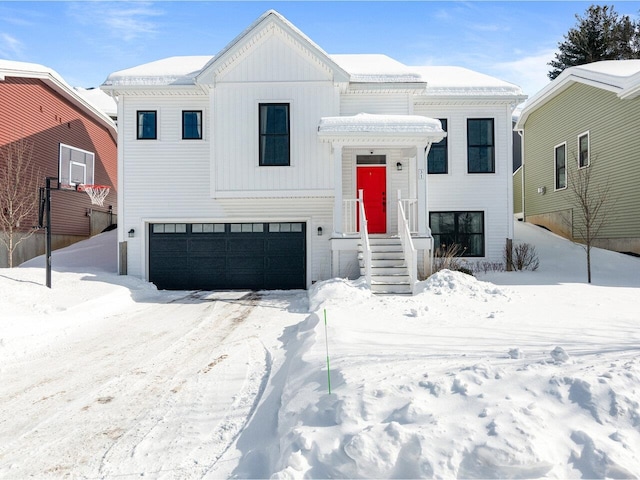 view of front of property featuring a garage