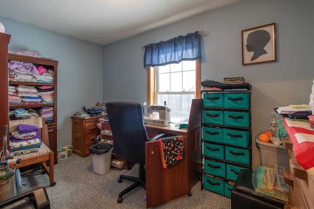 view of carpeted office space