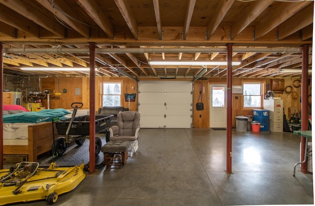 garage with water heater