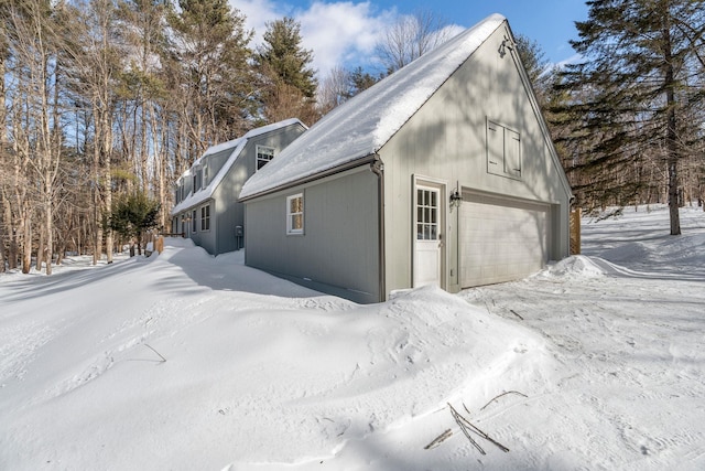 view of snow covered property