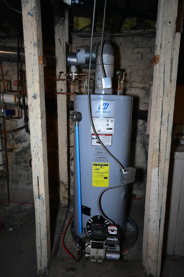 utility room with gas water heater