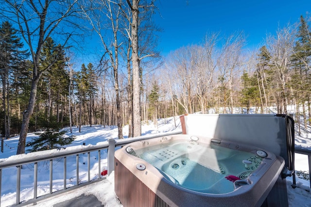 exterior space featuring a hot tub