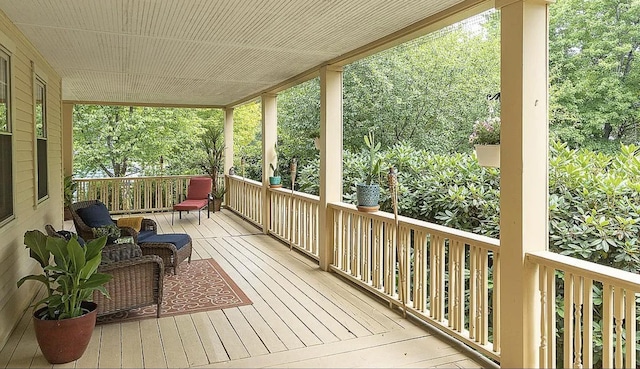 deck with covered porch