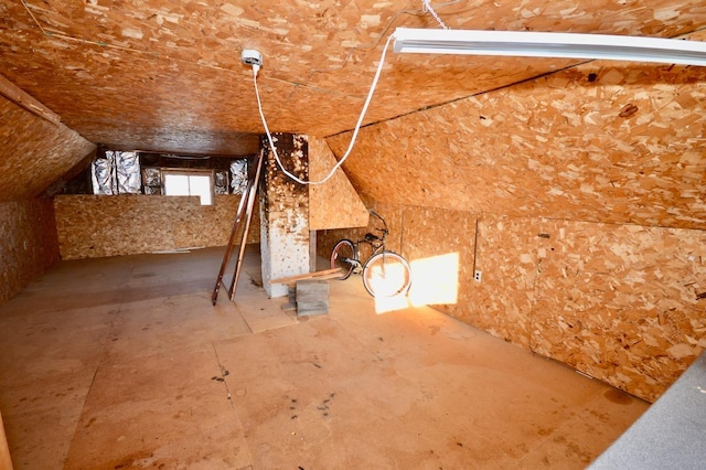 view of unfinished attic