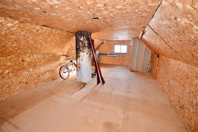 view of unfinished attic