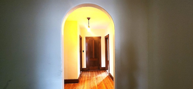 corridor featuring light wood-type flooring