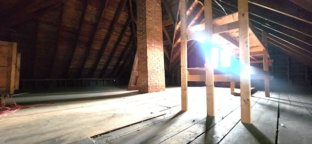 view of unfinished attic