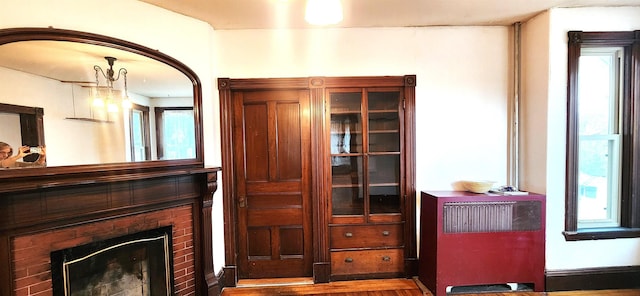 interior space featuring a fireplace