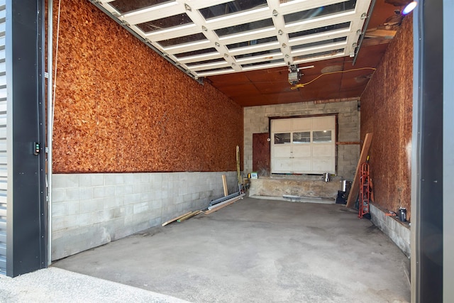 garage with a garage door opener