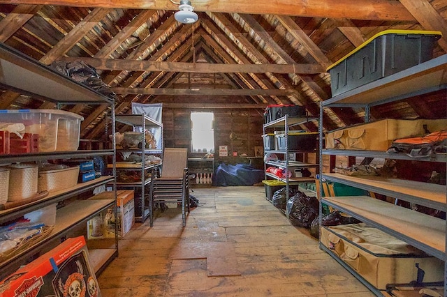 view of unfinished attic