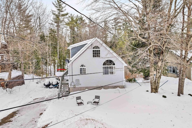 view of snow covered exterior