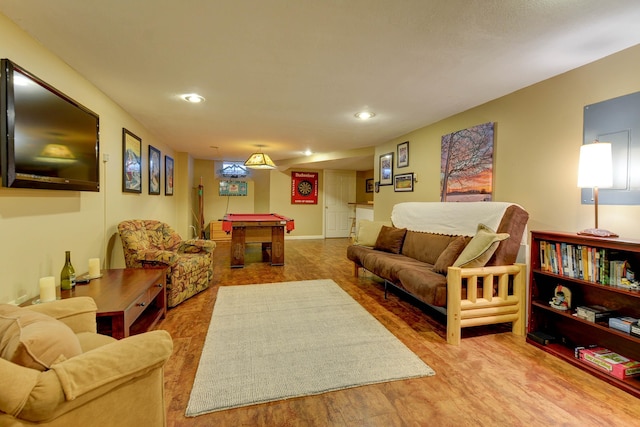 playroom featuring recessed lighting and billiards