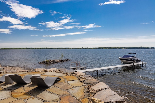 view of dock featuring a water view