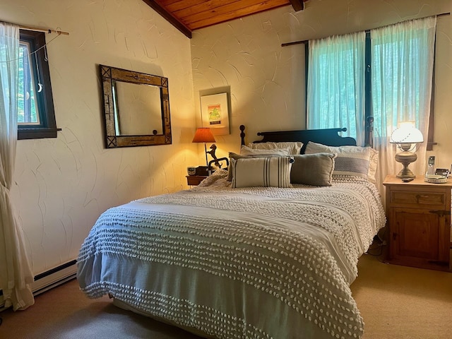 carpeted bedroom with a textured wall