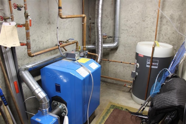 utility room with water heater